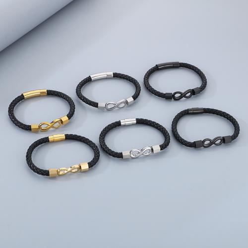 PU Leather Cord Bracelets Vacuum Ion Plating & for man Sold By PC