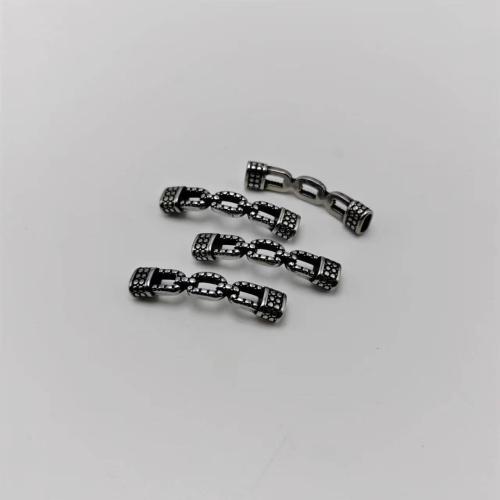 Cruach dhosmálta Leathar Corda Clasp, 304 Cruach dhosmálta, snasta, DIY, 8x3mm, Díolta De réir PC