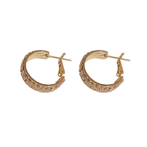 Messing Stud Earring, gold plated, voor vrouw & met strass, 8x19mm, Verkocht door pair