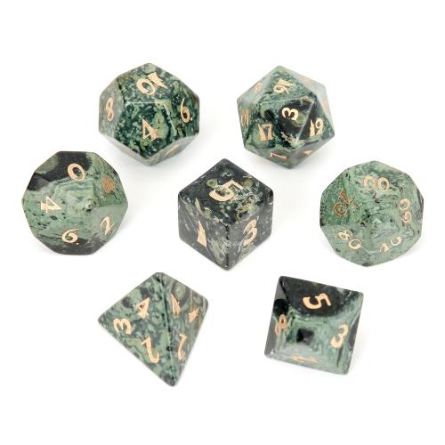 Dice for games Green Eye Stone Carved Sold By PC