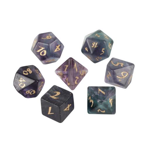 Dice for games Purple Fluorite Geometrical Pattern Carved Sold By PC