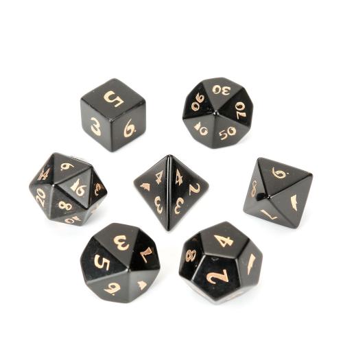 Dice for games Obsidian Geometrical Pattern Carved Sold By PC