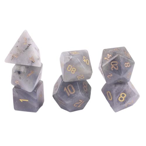 Dice for games Labradorite Geometrical Pattern Carved Sold By PC