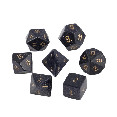 Dice for games Blue Goldstone Geometrical Pattern Carved Sold By PC