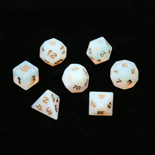 Dice for games Opal Geometrical Pattern Carved Sold By PC