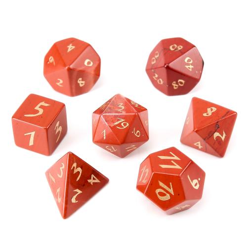 Dice for games Red Jasper Geometrical Pattern Carved Sold By PC