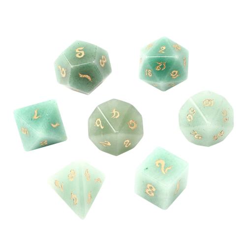 Dice for games Green Aventurine Geometrical Pattern Carved Sold By PC