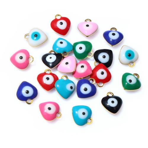 Evil Eye Hangers, 304 roestvrij staal, Hart, DIY & boze oog patroon & glazuur, meer kleuren voor de keuze, 9x8mm, Ca 100pC's/Bag, Verkocht door Bag