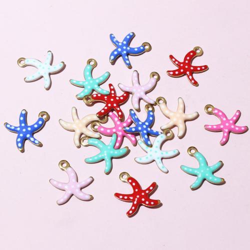 Aço inoxidável animal Pingentes, Aço inoxidável 304, Estrela do mar, DIY & esmalte, Mais cores pare escolha, 10.50x10mm, Aprox 100PCs/Bag, vendido por Bag