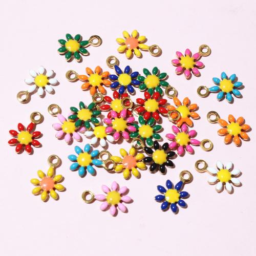 Stainless Steel Flower Pendant 304 Stainless Steel Vacuum Ion Plating DIY & enamel Approx Sold By Bag