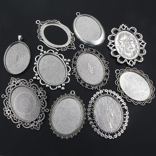 Zinc Alloy Pendant Cabochon Setting antique silver color plated DIY nickel lead & cadmium free inside x40mm Approx Sold By Bag