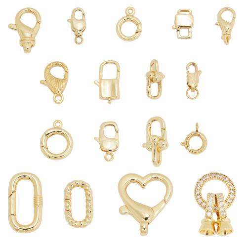 Brass Lobster Clasp gold color plated DIY & micro pave cubic zirconia nickel lead & cadmium free Sold By PC