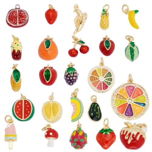 Brass Jewelry Pendants Fruit gold color plated DIY & enamel nickel lead & cadmium free Sold By PC