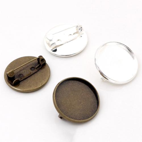 Zinc Alloy Broche Finde, Flad Rund, forgyldt, du kan DIY, flere farver til valg, nikkel, bly & cadmium fri, inside diameter:20mm, Ca. 100pc'er/Bag, Solgt af Bag