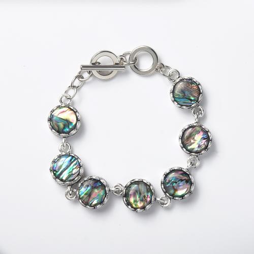 Shell Jewelry Bracelet Zinc Alloy with Abalone Shell Unisex mixed colors Length 23.3 cm Sold By PC