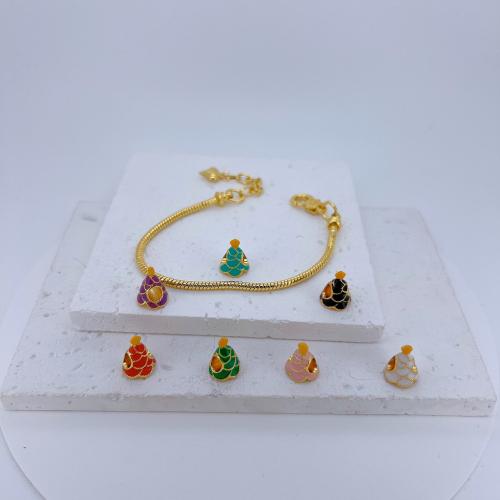 Brass Jewelry Beads Christmas Tree gold color plated Christmas Design & DIY & enamel nickel lead & cadmium free Sold By PC