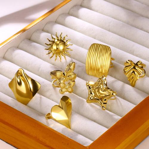 Stainless Steel Finger Ring 304 Stainless Steel gold color plated & for woman Sold By PC