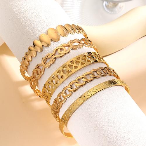 Zinklegering armbandkettingen, Zinc Alloy, gold plated, 6 stuks & voor vrouw, nikkel, lood en cadmium vrij, Verkocht door Stel