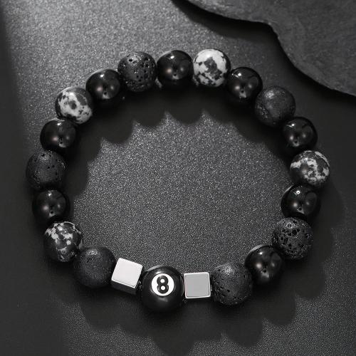 Titanium stål armbånd, med Snowflake Obsidian, Unisex, sort, Solgt af PC