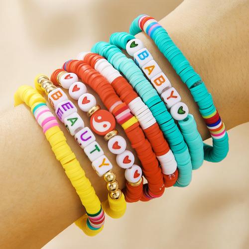 Fashion Bracelet & Bangle Jewelry Polymer Clay with Elastic Thread 8 pieces & for woman mixed colors Sold By Set