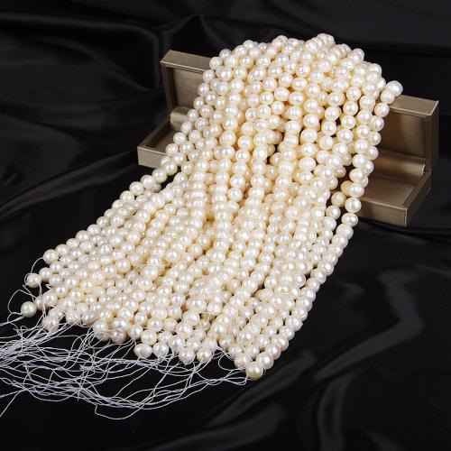 Natural Freshwater Pearl Loose Beads Slightly Round DIY white Sold Per Approx 38 cm Strand