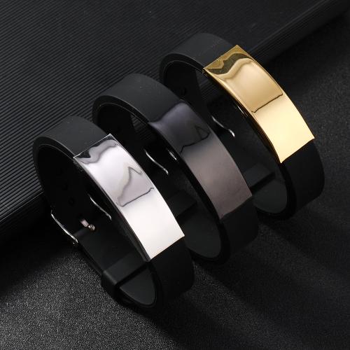 Silicone Bracelets 304 Stainless Steel with Silicone polished fashion jewelry & for man Sold By PC