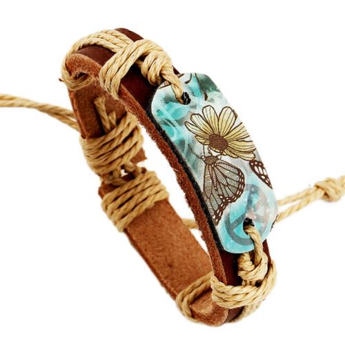 Bracciale in cuoio, Pelle di vacchetta pieno fiore, with lega in zinco, with 9-10cm extender chain, fatto a mano, gioielli di moda & unisex, marrone, wide:1.2cm, Lunghezza 17 cm, Venduto da PC