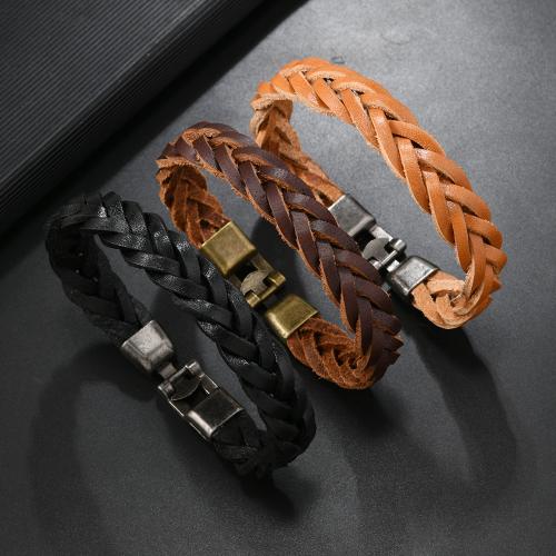 Rundsleder armbanden, Koeienhuid, met Zinc Alloy, handgemaakt, mode sieraden & voor de mens, meer kleuren voor de keuze, Verkocht door PC