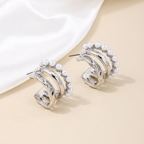 Zinc Alloy Stud Earring with Plastic plated for woman Sold By Pair