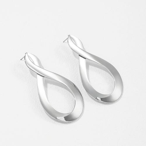 Lo zinco in lega Stud Earring, lega in zinco, placcato, per la donna, argento, 78x43mm, Venduto da coppia