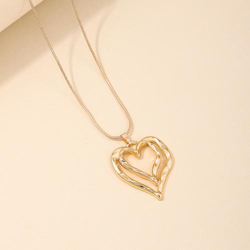 Zinc Alloy smykker halskæde, Heart, forgyldt, for kvinde, guld, Solgt af PC