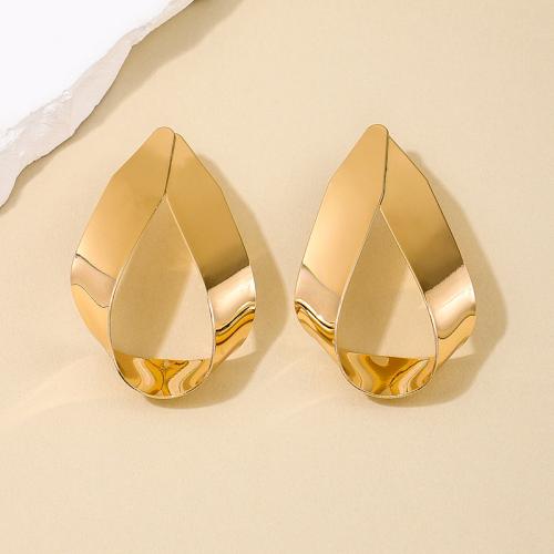 Zinklegering oorknoppen, Zinc Alloy, plated, voor vrouw, goud, Verkocht door pair