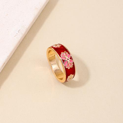 Zinc Alloy fingerring, forgyldt, for kvinde & emalje, flere farver til valg, Solgt af PC