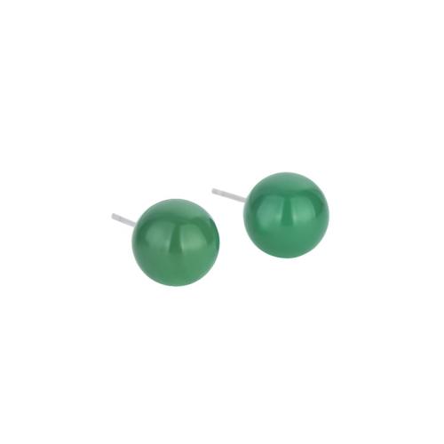 Brass Stud Earring with Jade vintage & for woman 8mm Sold By Pair