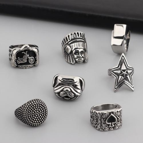 Rostfritt stål Rhinestone Fingerringar, 304 rostfritt stål, olika storlek för val & olika stilar för val & för människan & med strass, fler färger för val, Säljs av PC