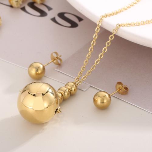 Fashion Stainless Steel Jewelry Sets Stud Earring & necklace 304 Stainless Steel Vacuum Ion Plating for woman Sold By PC