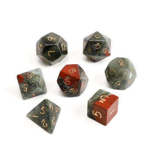 Dice for games African Bloodstone Geometrical Pattern Carved Sold By PC