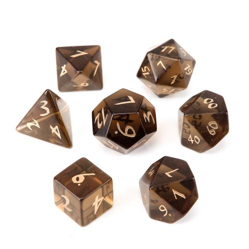 Dice for games Smoky Quartz Geometrical Pattern Carved Sold By PC