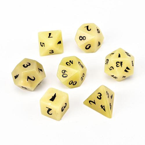 Dice for games Jade Lemon Geometrical Pattern Carved Sold By PC