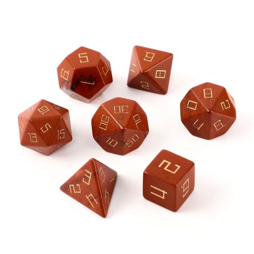 Dice for games Red Jasper Geometrical Pattern Carved Sold By PC