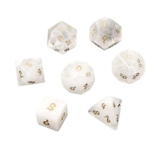 Dice for games Clear Quartz Geometrical Pattern Carved Sold By PC