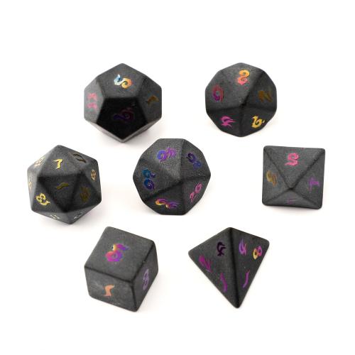 Dice for games Obsidian Geometrical Pattern Carved Sold By PC