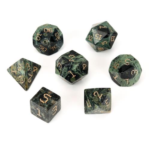 Dice for games Green Eye Stone Geometrical Pattern Sold By PC