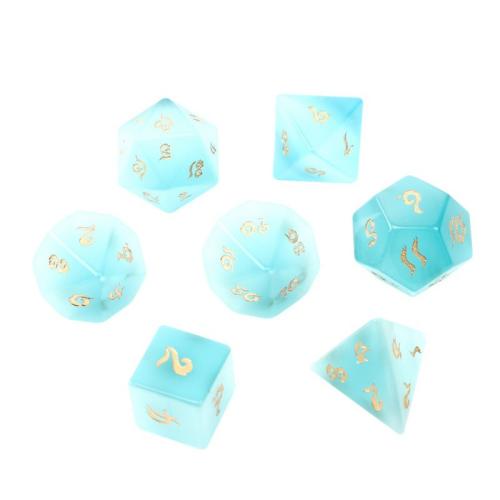 Dés pour jeux, Oeil de chat, Motif géométrique, synthétique, styles différents pour le choix, bleu, Vendu par PC