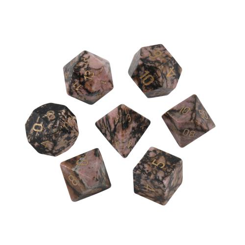 Dice for games Rhodochrosite Geometrical Pattern Carved Sold By PC