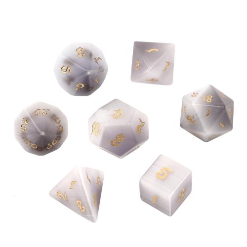 Dice for games Cats Eye Geometrical Pattern silver-grey Sold By PC