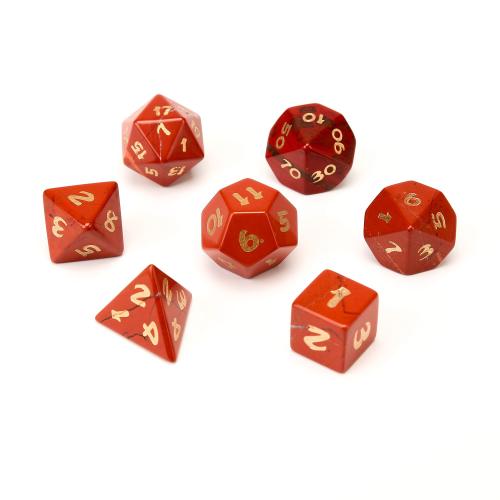 Dice for games Red Jasper Geometrical Pattern Carved Sold By PC