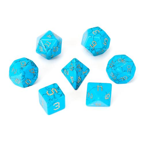 Dice for games Blue Turquoise Geometrical Pattern Carved Sold By PC