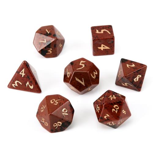 Dice for games Mahogany Obsidian Geometrical Pattern Carved Sold By PC