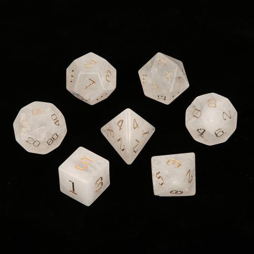 Dice for games Clear Quartz Geometrical Pattern Carved Sold By PC